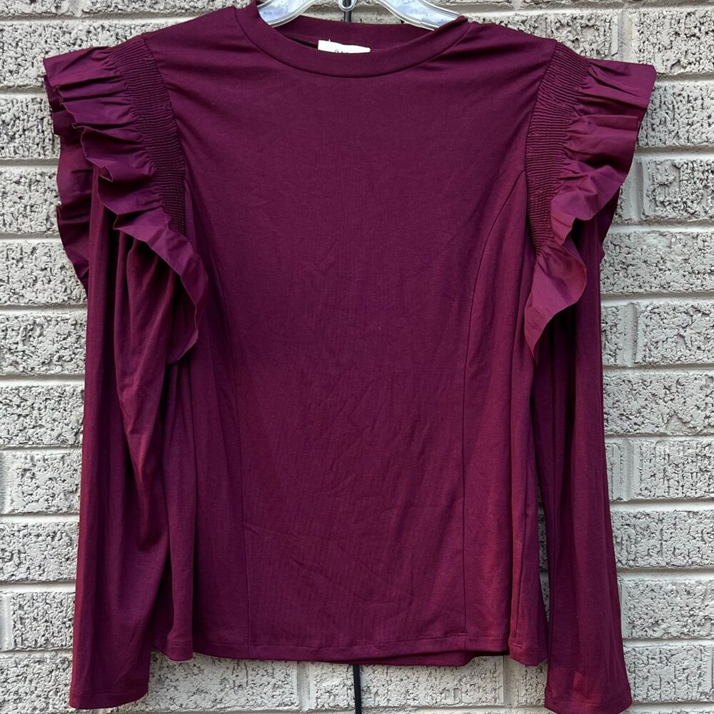 Lime N Chili  Ruffle Shoulder Long Sleeve Knit Top NWT Various Sizes